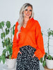 Orange Dropped Shoulder V Neck Sweater - Whiskey Skies - DAVI & DANI