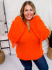 Orange Dropped Shoulder V Neck Sweater - Whiskey Skies - DAVI & DANI