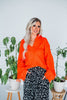 Orange Dropped Shoulder V Neck Sweater - Whiskey Skies - DAVI & DANI