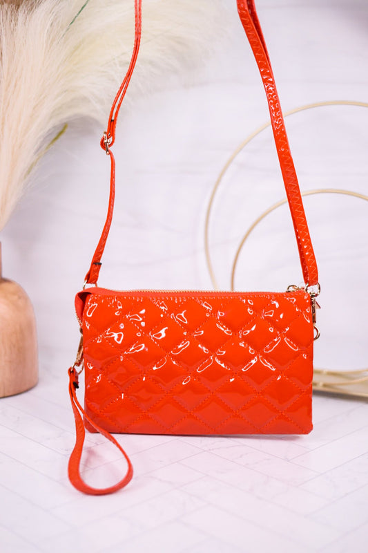 Orange High Gloss Riley Crossbody Bag - Whiskey Skies - JEN & CO