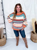 Orange Multi Colored Striped Crew Neck Knit Sweater - Whiskey Skies - DAVI & DANI