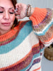 Orange Multi Colored Striped Crew Neck Knit Sweater - Whiskey Skies - DAVI & DANI