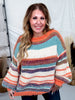 Orange Multi Colored Striped Crew Neck Knit Sweater - Whiskey Skies - DAVI & DANI