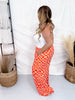 Orange & Peach Wavy Checkered Print High - Waist Straight Leg Pants - Whiskey Skies - JADE BY JANE