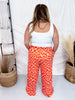 Orange & Peach Wavy Checkered Print High - Waist Straight Leg Pants - Whiskey Skies - JADE BY JANE