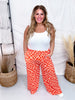 Orange & Peach Wavy Checkered Print High - Waist Straight Leg Pants - Whiskey Skies - JADE BY JANE