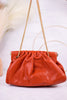 Orange Ruched Shoulder Bag with Gold Chain Strap - Whiskey Skies - SHIRALEAH