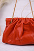 Orange Ruched Shoulder Bag with Gold Chain Strap - Whiskey Skies - SHIRALEAH