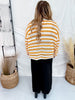 Orange Stripes & Checkered Crocheted Long Sleeve Top - Whiskey Skies - JADE BY JANE