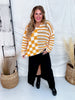 Orange Stripes & Checkered Crocheted Long Sleeve Top - Whiskey Skies - JADE BY JANE