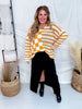 Orange Stripes & Checkered Crocheted Long Sleeve Top - Whiskey Skies - JADE BY JANE
