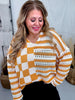 Orange Stripes & Checkered Crocheted Long Sleeve Top - Whiskey Skies - JADE BY JANE