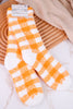 Orange & White Checkered Fuzzy Socks - Whiskey Skies - CRESCENT SOCK COMPANY