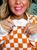 Orange & White Checkered Pull Over Sweatshirt - Whiskey Skies - JADE BY JANE