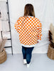 Orange & White Checkered Pull Over Sweatshirt - Whiskey Skies - JADE BY JANE