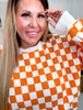 Orange & White Checkered Pull Over Sweatshirt - Whiskey Skies - JADE BY JANE