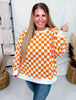Orange & White Checkered Pull Over Sweatshirt - Whiskey Skies - JADE BY JANE