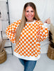 Orange & White Checkered Pull Over Sweatshirt - Whiskey Skies - JADE BY JANE