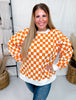 Orange & White Checkered Pull Over Sweatshirt - Whiskey Skies - JADE BY JANE