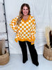 Orange & White Checkered V - Neck Sweatshirt - Whiskey Skies - ODDI