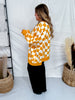 Orange & White Checkered V - Neck Sweatshirt - Whiskey Skies - ODDI