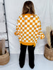 Orange & White Checkered V - Neck Sweatshirt - Whiskey Skies - ODDI