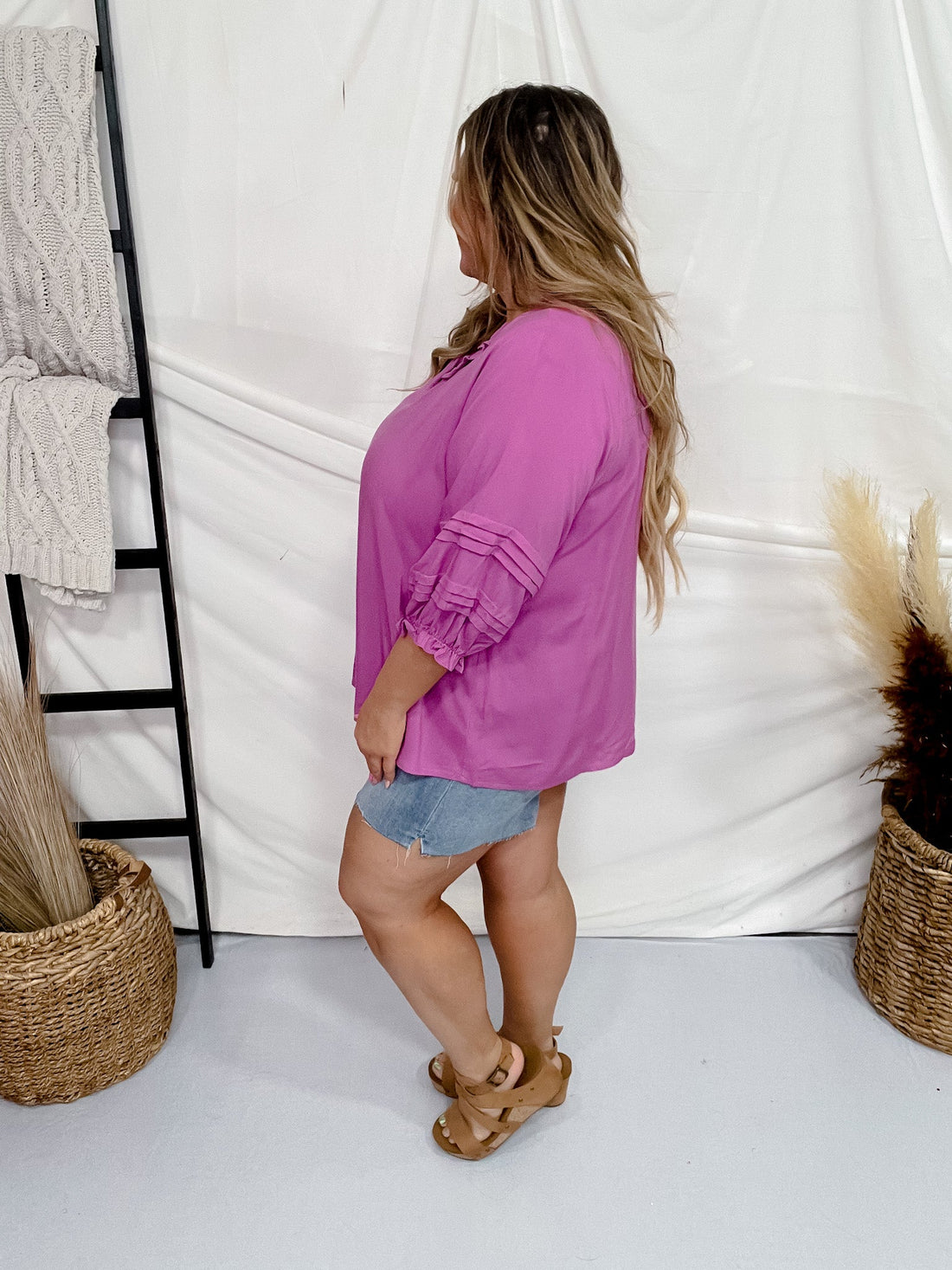 Orchid 3/4 Puff Sleeve Top - Whiskey Skies - ANDREE BY UNIT