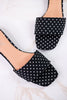 "Our Lil Secret" Black & White Polka Dot Slip On Mules - Whiskey Skies - CORKYS FOOTWEAR