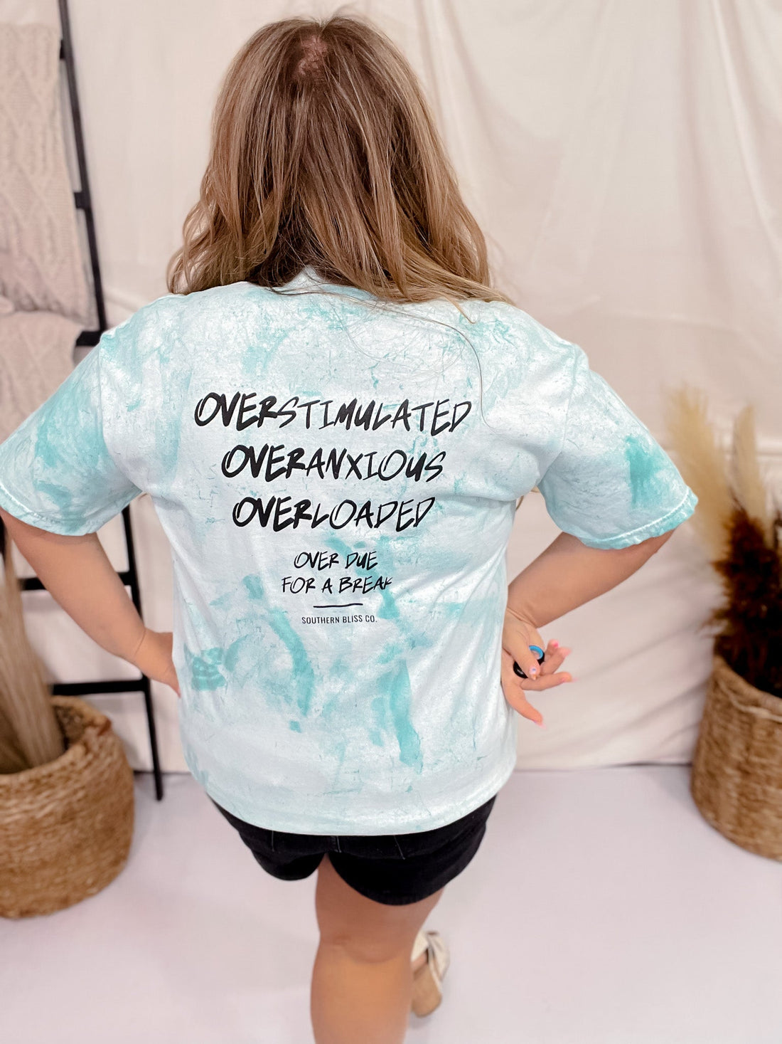 "Over It" Blue Tie Dye Graphic T - Shirt - Whiskey Skies - Southern Bliss Company