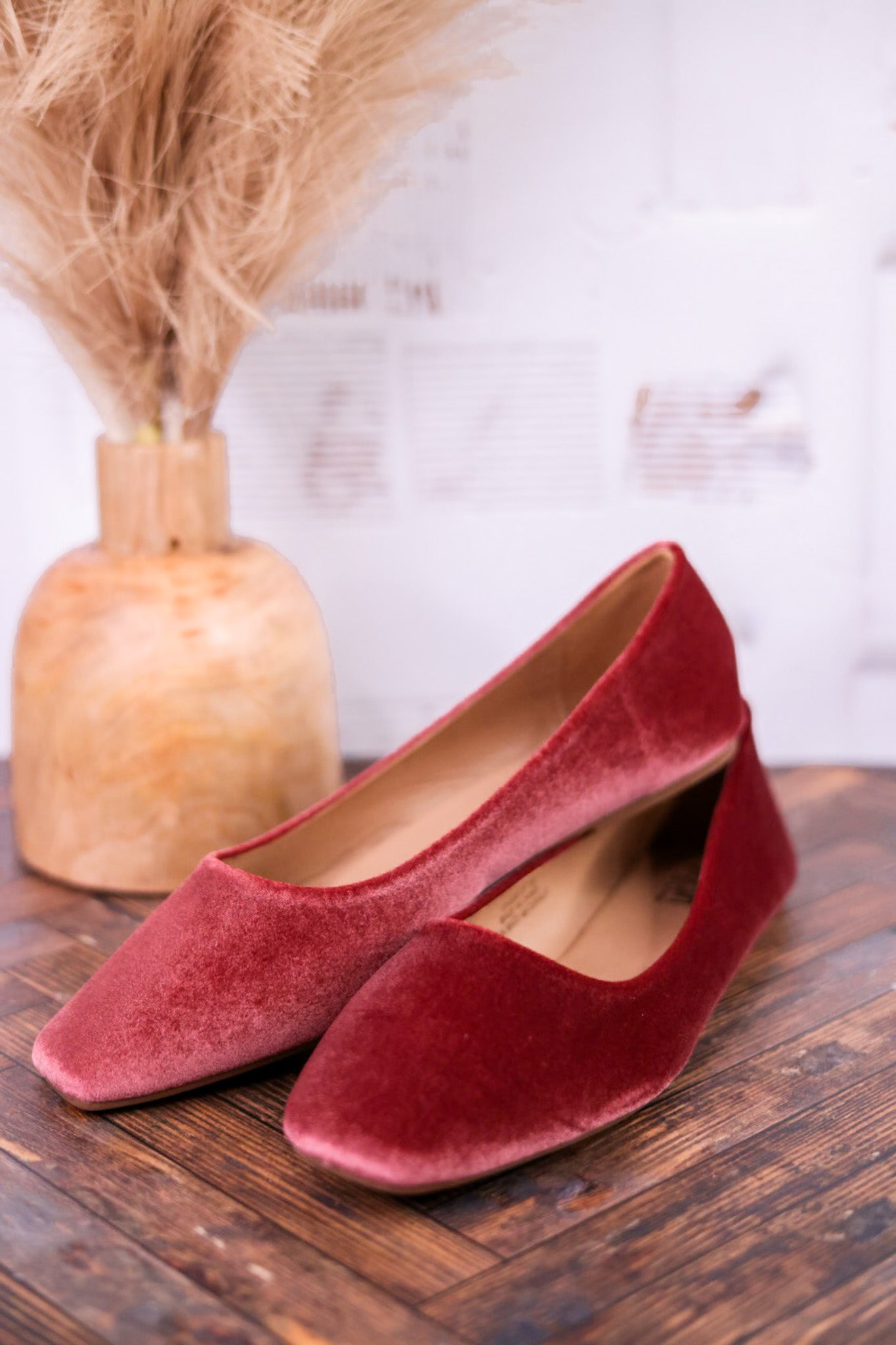 Over It Flats in Blush Velvet 10