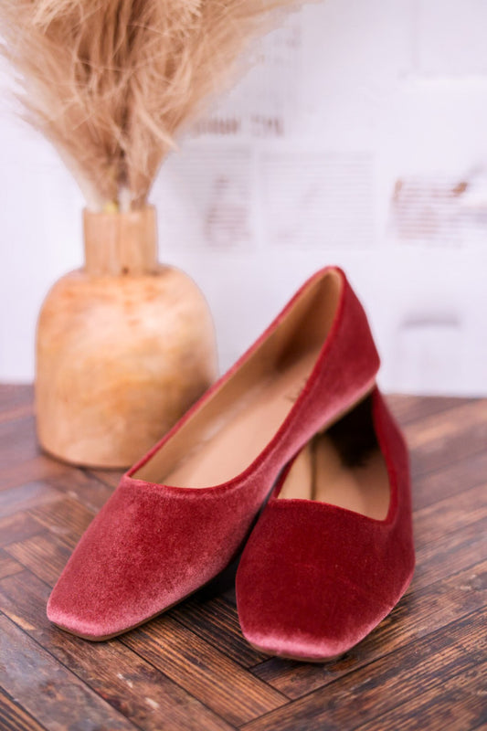 Over It Blush Pink Velvet Flats - Whiskey Skies - CORKYS FOOTWEAR