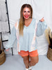 Oversized Long Sleeve Pullover Top With Star Patches - Whiskey Skies - ODDI