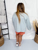 Oversized Long Sleeve Pullover Top With Star Patches - Whiskey Skies - ODDI