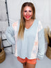 Oversized Long Sleeve Pullover Top With Star Patches - Whiskey Skies - ODDI