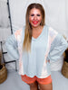 Oversized Long Sleeve Pullover Top With Star Patches - Whiskey Skies - ODDI