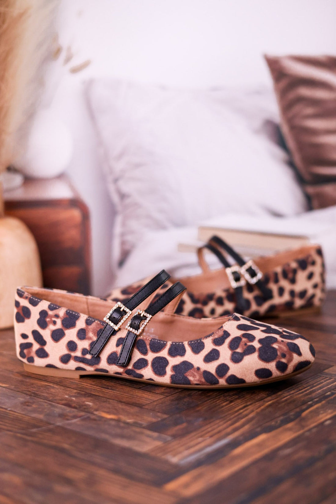 Own It Leopard Flats W/ Double Black Straps - Whiskey Skies - CORKYS FOOTWEAR