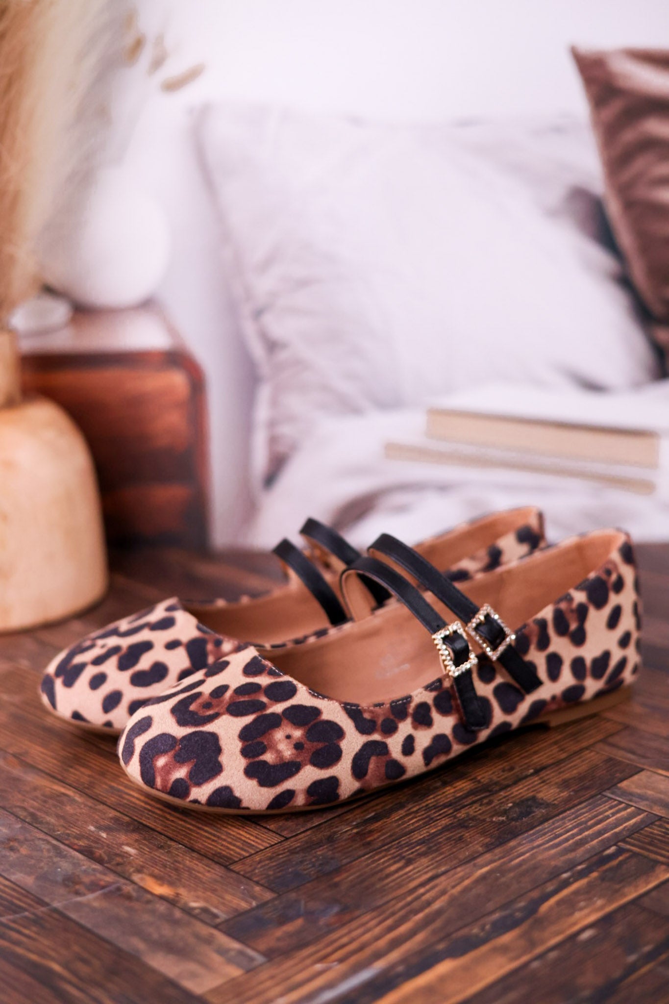 Own It Leopard Flats W/ Double Black Straps - Whiskey Skies - CORKYS FOOTWEAR