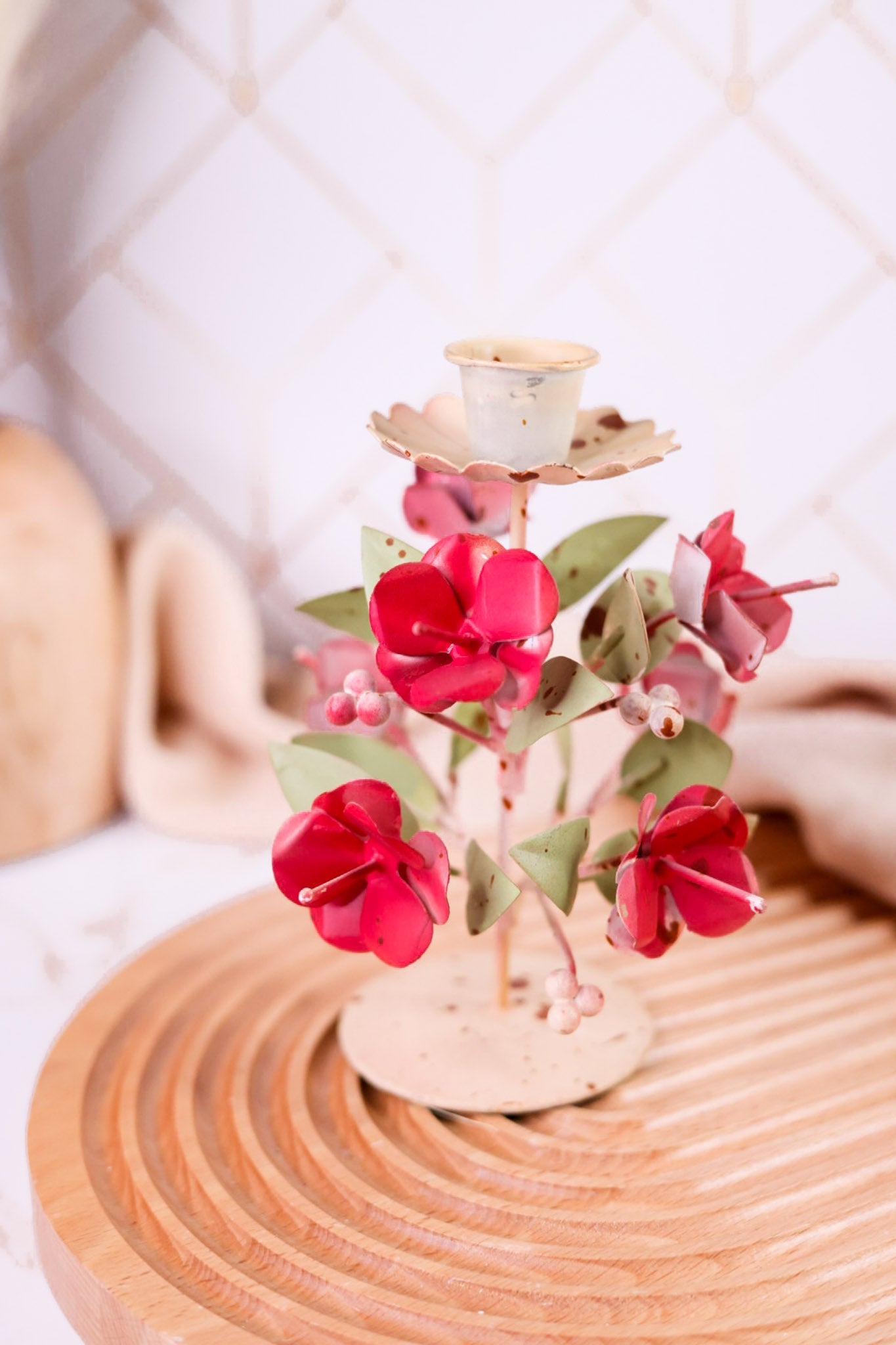 Painted Metal Floral Candle Holders (6 Styles) - Whiskey Skies - 180 DEGREES
