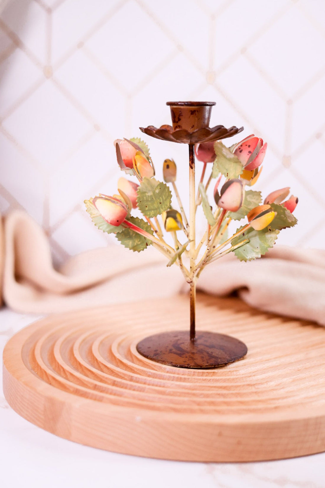 Painted Metal Floral Candle Holders (6 Styles) - Whiskey Skies - 180 DEGREES