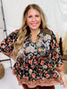 Paisley & Floral Print Split Neck Top - Whiskey Skies - UMGEE