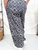 Paisley Print Corduroy Pants With Drawstring Waist - Whiskey Skies - ODDI