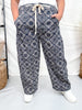 Paisley Print Corduroy Pants With Drawstring Waist - Whiskey Skies - ODDI