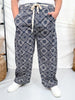 Paisley Print Corduroy Pants With Drawstring Waist - Whiskey Skies - ODDI