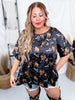 Palomino Prints Satin Oversized Top - Whiskey Skies - 2 FLY CO.