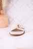"Passport" Ivory Sandals With Buckle Strap - Whiskey Skies - CORKYS FOOTWEAR
