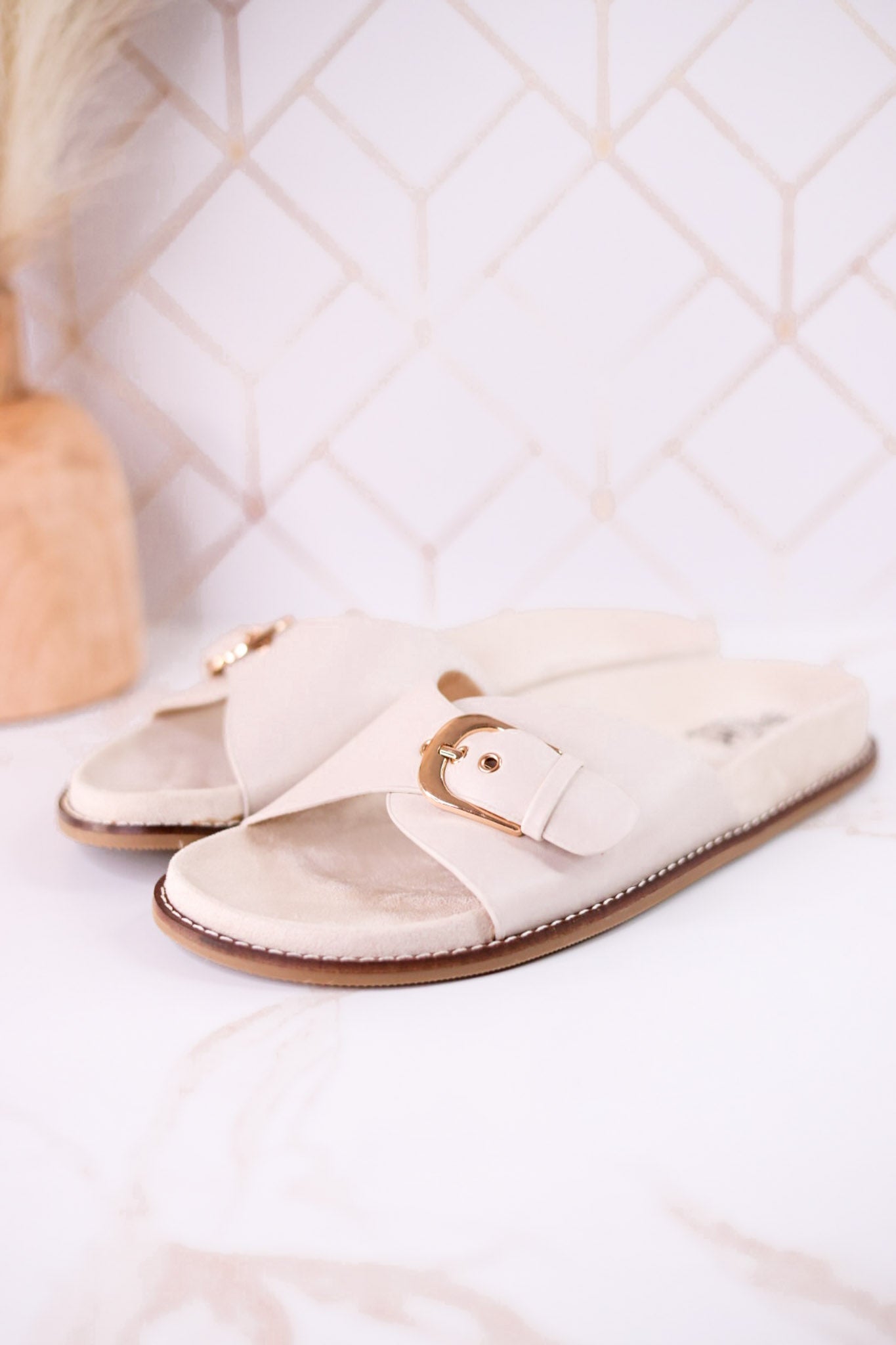 "Passport" Ivory Sandals With Buckle Strap - Whiskey Skies - CORKYS FOOTWEAR