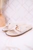 "Passport" Ivory Sandals With Buckle Strap - Whiskey Skies - CORKYS FOOTWEAR