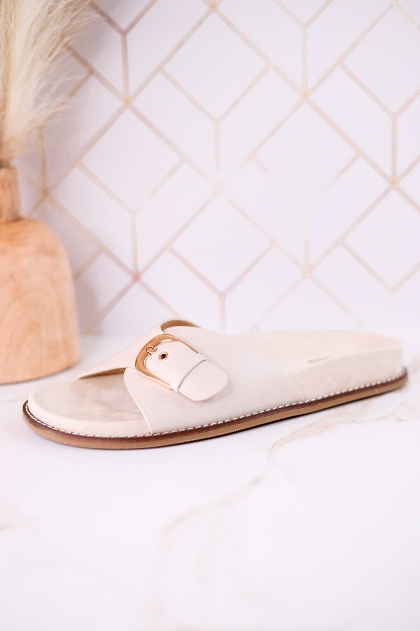 "Passport" Ivory Sandals With Buckle Strap - Whiskey Skies - CORKYS FOOTWEAR