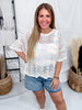 Pastel Rainbow Airy Open Knit Short Sleeve Top - Whiskey Skies - BIBI