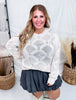 Pastel Rainbow Open Knit Sweater - Whiskey Skies - WHITE BIRCH